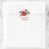 Waterverf kerstbloemen Rondterugkeer Adres Ronde Sticker (Tas)