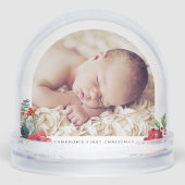 Waterverf Kerstboeket Baby Eerste Kerst Sneeuwbol (Voorkant)