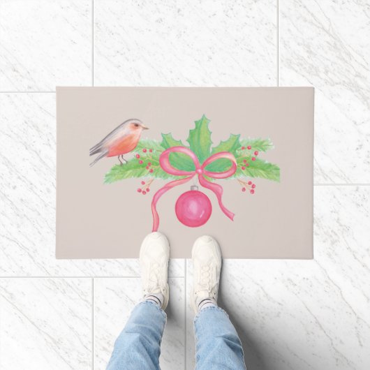 Waterverf kerstboeket deurmat (Binnen)