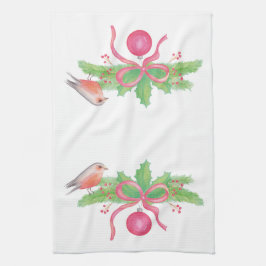 Waterverf kerstboeket theedoek