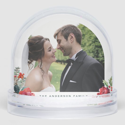 Waterverf Kerstboeket trouwfoto's Sneeuwbol (Voorkant)