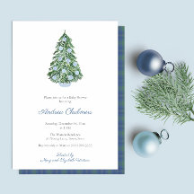 Waterverf kerstbomen Baby shower