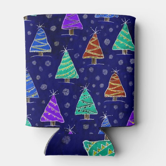 Waterverf kerstbomen: bospatroon. blikjeskoeler (Achterkant)