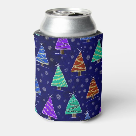 Waterverf kerstbomen: bospatroon. blikjeskoeler (Blikje Achterkant)