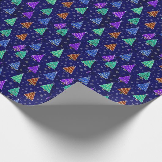 Waterverf kerstbomen: bospatroon. cadeaupapier (Hoek)