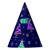 Waterverf kerstbomen: bospatroon. feesthoedjes (Achterkant)