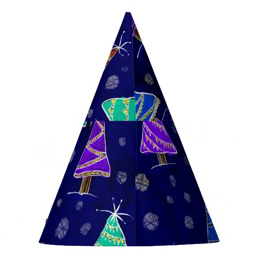 Waterverf kerstbomen: bospatroon. feesthoedjes (Achterkant)