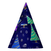 Waterverf kerstbomen: bospatroon. feesthoedjes (Links)