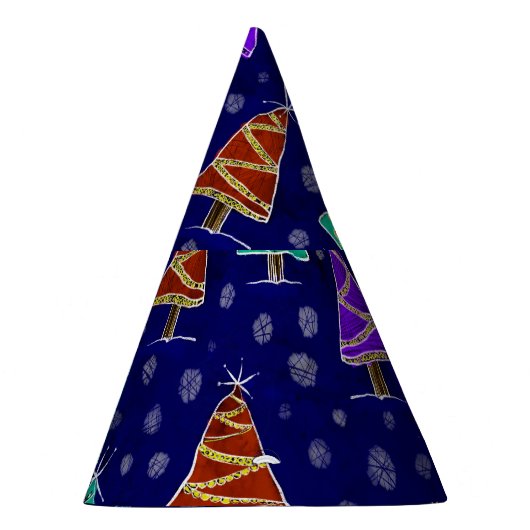 Waterverf kerstbomen: bospatroon. feesthoedjes (Rechts)