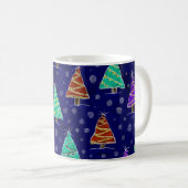 Waterverf kerstbomen: bospatroon. koffiemok (Voorkant rechts)