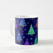 Waterverf kerstbomen: bospatroon. koffiemok (Voorkant links)