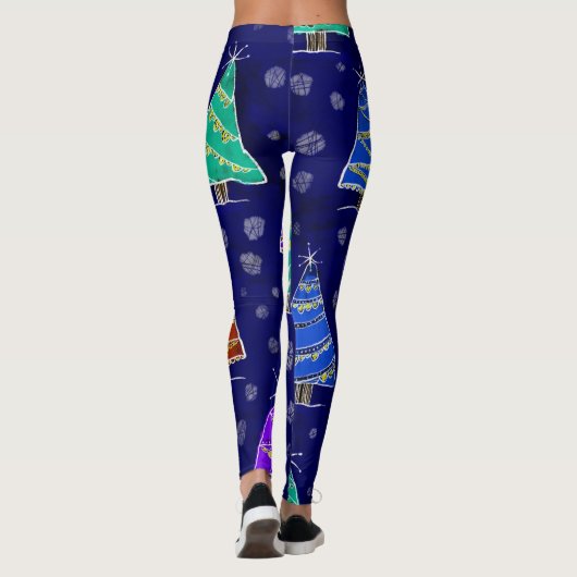 Waterverf kerstbomen: bospatroon. leggings (Achterkant)