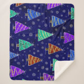 Waterverf kerstbomen: bospatroon. sherpa deken (Voorkant)