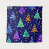 Waterverf kerstbomen: bospatroon. wandkleed (Voorkant)