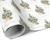 Waterverf kerstbomen cadeaupapier (Rol Hoek)