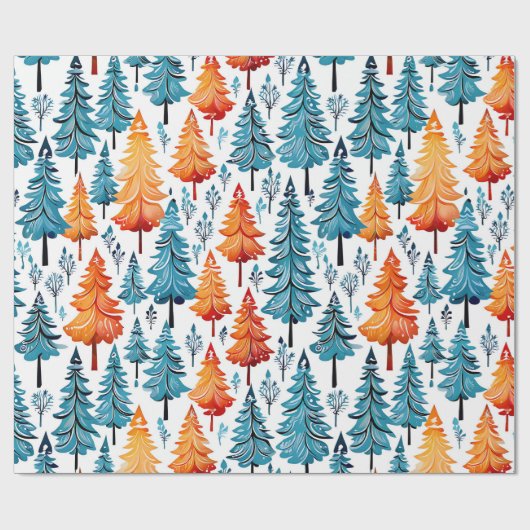  Waterverf kerstbomen Cadeaupapier (Vlak)