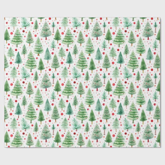 Waterverf kerstbomen cadeaupapier (Vlak)
