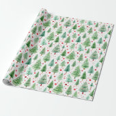 Waterverf kerstbomen cadeaupapier (Uitgerold)