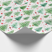 Waterverf kerstbomen cadeaupapier (Hoek)