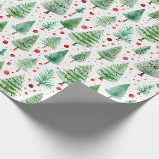 Waterverf kerstbomen cadeaupapier (Hoek)