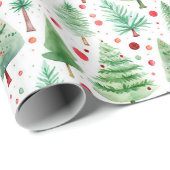 Waterverf kerstbomen cadeaupapier (Rol Hoek)