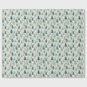 Waterverf kerstbomen cadeaupapier (Vlak)
