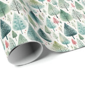 Waterverf kerstbomen cadeaupapier (Rol Hoek)
