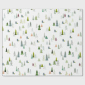 Waterverf kerstbomen cadeaupapier (Vlak)