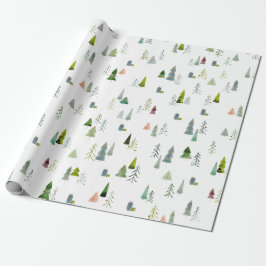 Waterverf kerstbomen cadeaupapier