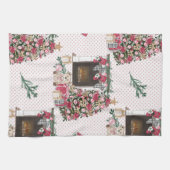 WATERVERF KERSTBOMEN CADEAUS TEDDYBEREN THEEDOEK (Horizontaal)