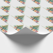 Waterverf kerstbomen en cadeaus cadeaupapier (Hoek)