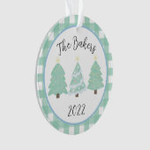 Waterverf kerstbomen Familie Jaar in Review O Ornament (voorkant)