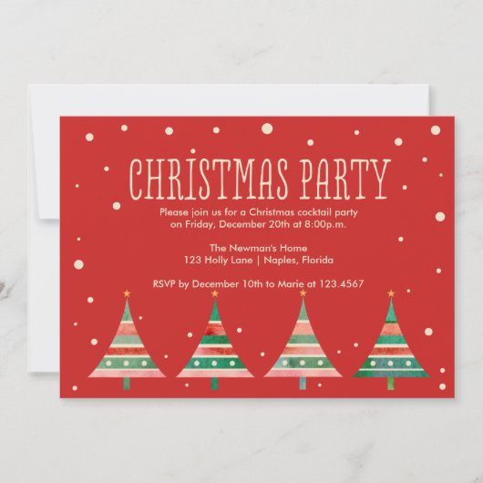 Waterverf kerstbomen feestdag kaart (Voorkant)