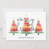 Waterverf kerstbomen feestdagenkaart (Voorkant)