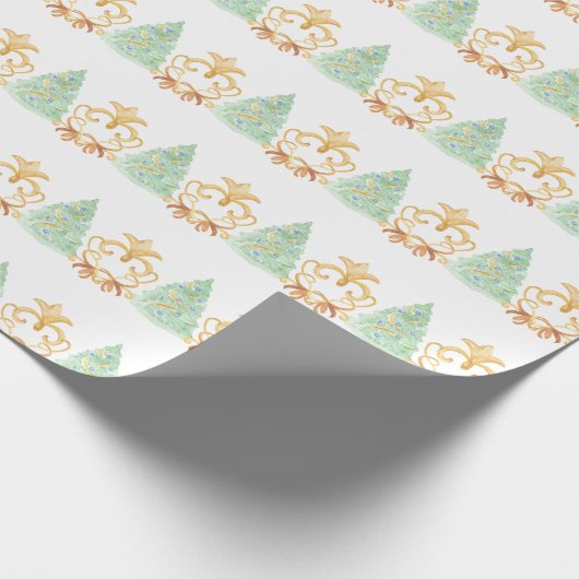 Waterverf Kerstbomen Goud Grandmillennial Cadeaupapier (Hoek)