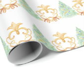 Waterverf Kerstbomen Goud Grandmillennial Cadeaupapier (Rol Hoek)