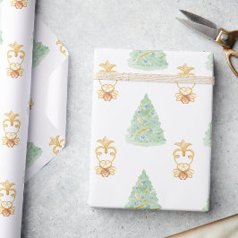 Waterverf Kerstbomen Goud Grandmillennial Cadeaupapier