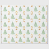 Waterverf Kerstbomen Goud Grandmillennial Cadeaupapier (Vlak)