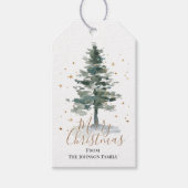 Waterverf kerstbomen gouden Labels Cadeaulabel (Voorkant)