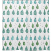 Waterverf kerstbomen Green Douchegordijn (Voorkant)