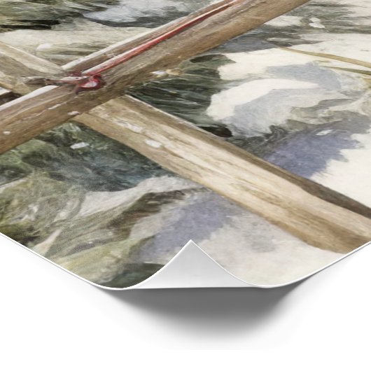  Waterverf kerstbomen in het bos Perfect Poster (Hoek)