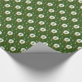 Waterverf kerstbomen in Snow Wereldbol Green Cadeaupapier (Hoek)