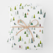 Waterverf kerstbomen inpakpapier vel (In situ)