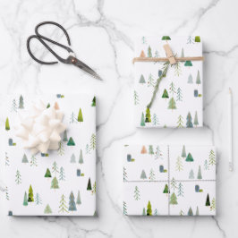 Waterverf kerstbomen inpakpapier vel