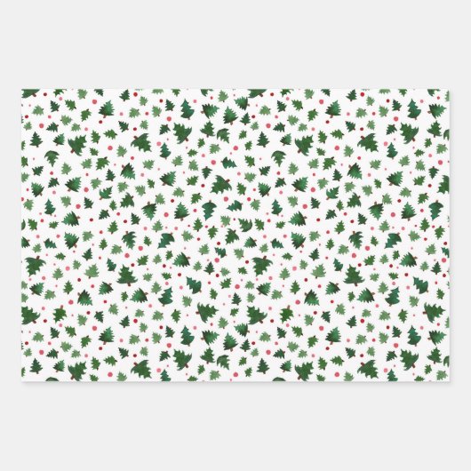 Waterverf Kerstbomen Inpakpapier Vel (Voorkant 2)