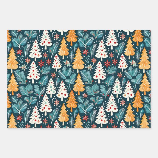  Waterverf kerstbomen Inpakpapier Vel (Voorkant 2)