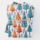 Waterverf kerstbomen Inpakpapier Vel (In situ)