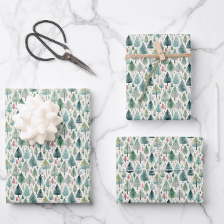 Waterverf kerstbomen inpakpapier vel