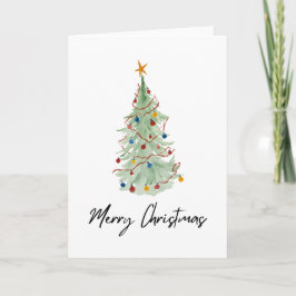 Waterverf kerstbomen kaart