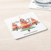 Waterverf kerstbomen kartonnen onderzetters (Schuin)